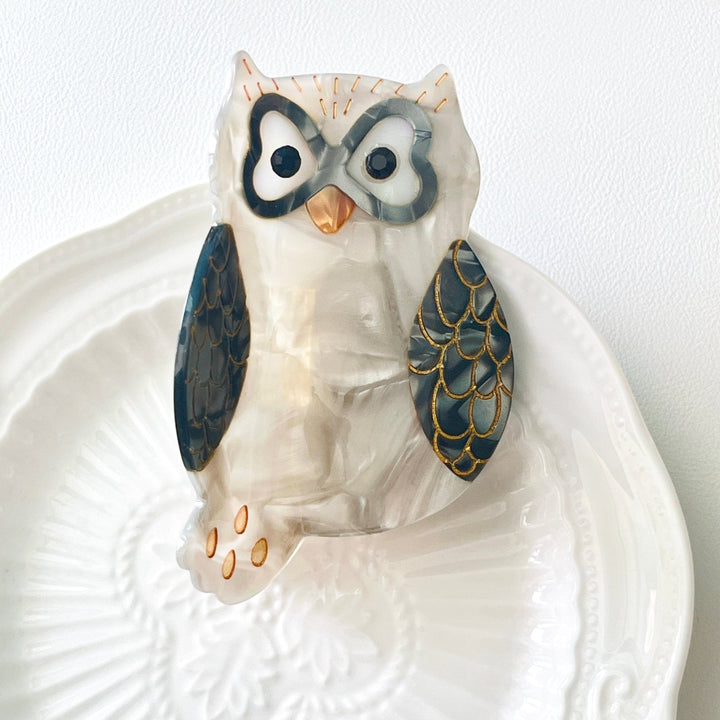 Grey Owl Hair Claw Clip - Natural Bunny Accessories