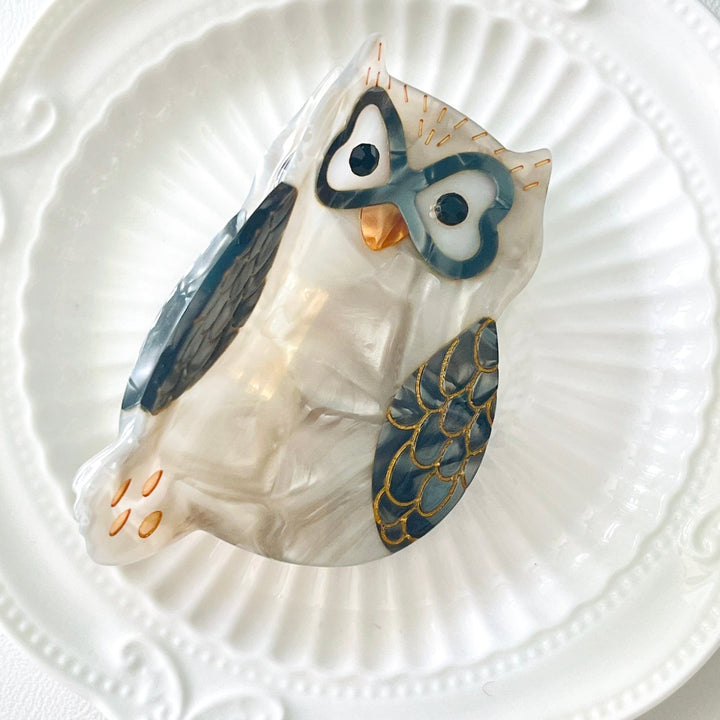 Grey Owl Hair Claw Clip - Natural Bunny Accessories