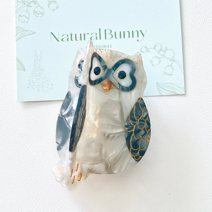 Grey Owl Hair Claw Clip - Natural Bunny Accessories