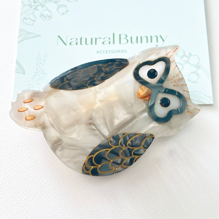 Grey Owl Hair Claw Clip - Natural Bunny Accessories