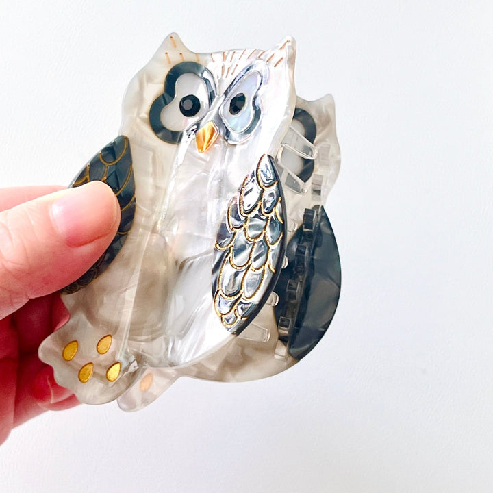 Grey Owl Hair Claw Clip - Natural Bunny Accessories