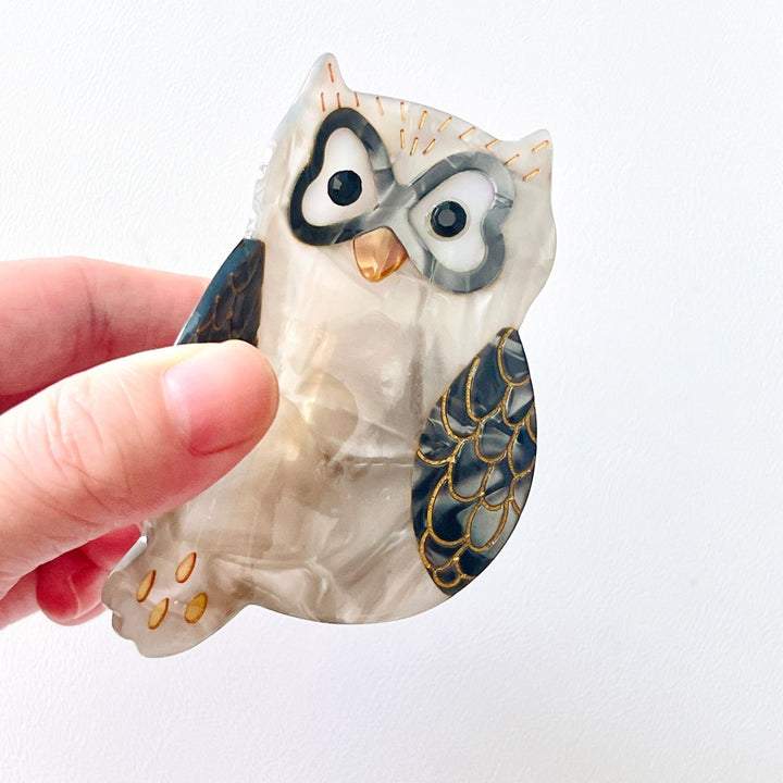 Grey Owl Hair Claw Clip - Natural Bunny Accessories