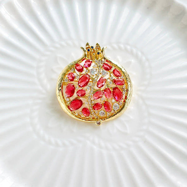 Half Pomegranate Brooch - Natural Bunny Accessories