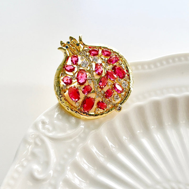 Half Pomegranate Brooch - Natural Bunny Accessories