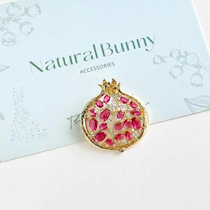 Half Pomegranate Brooch - Natural Bunny Accessories