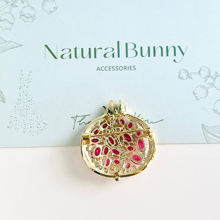 Half Pomegranate Brooch - Natural Bunny Accessories
