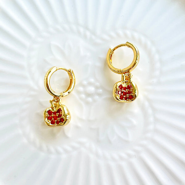 Half Pomegranate Dangle Earrings