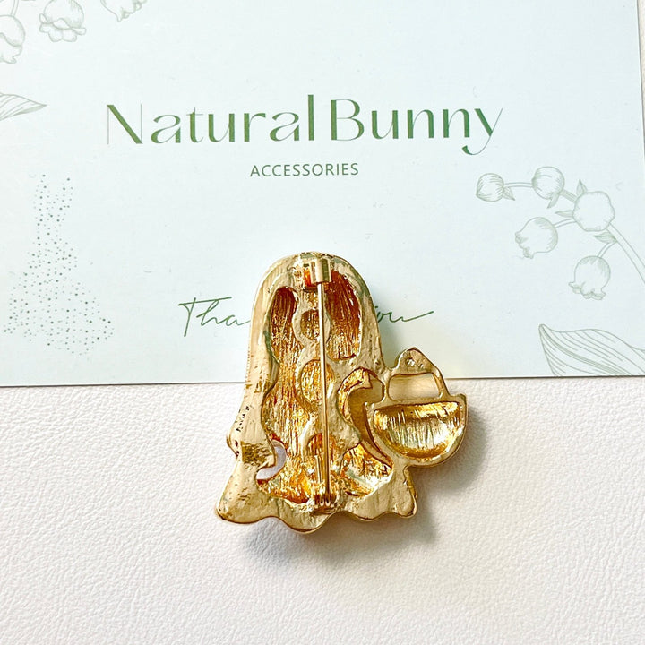 Halloween Ghost Trick Or Treat Brooch - Natural Bunny Accessories