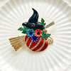 Halloween Pumpkin Witch Brooch