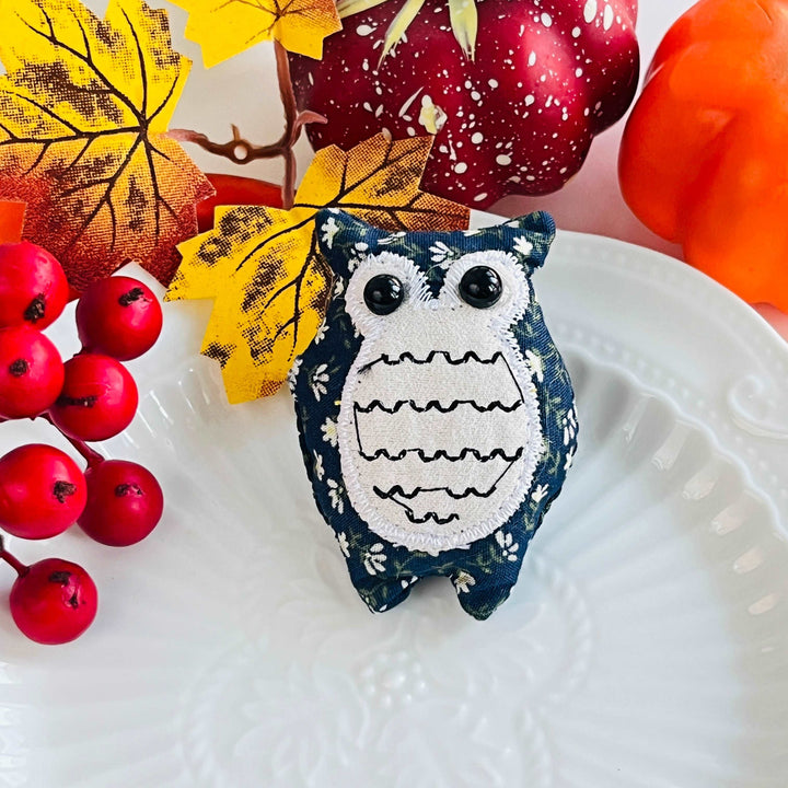 Handmade Fabric Owl Brooch Pin