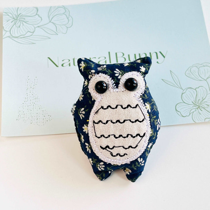 Handmade Fabric Owl Brooch Pin