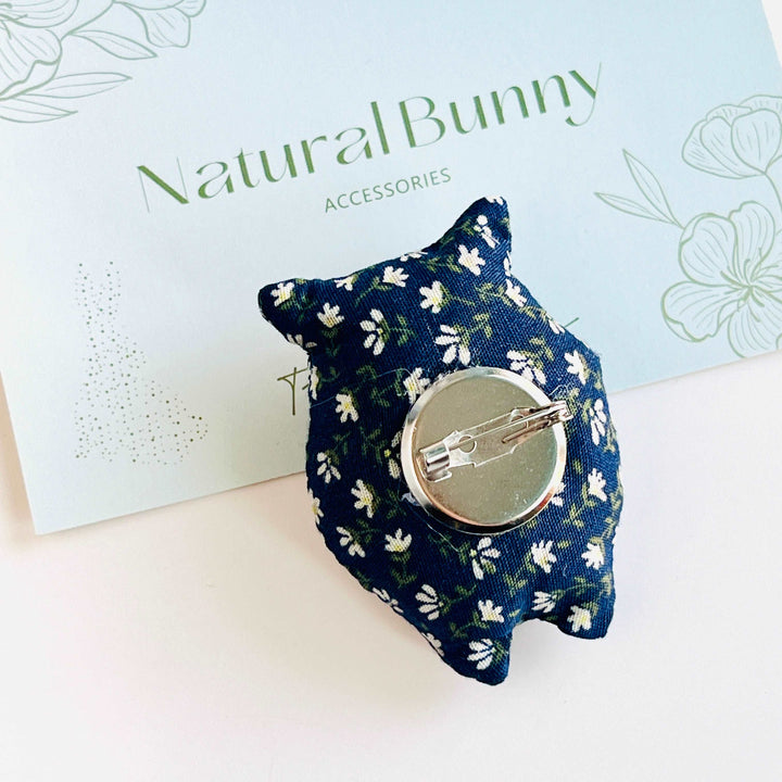 Handmade Fabric Owl Brooch Pin
