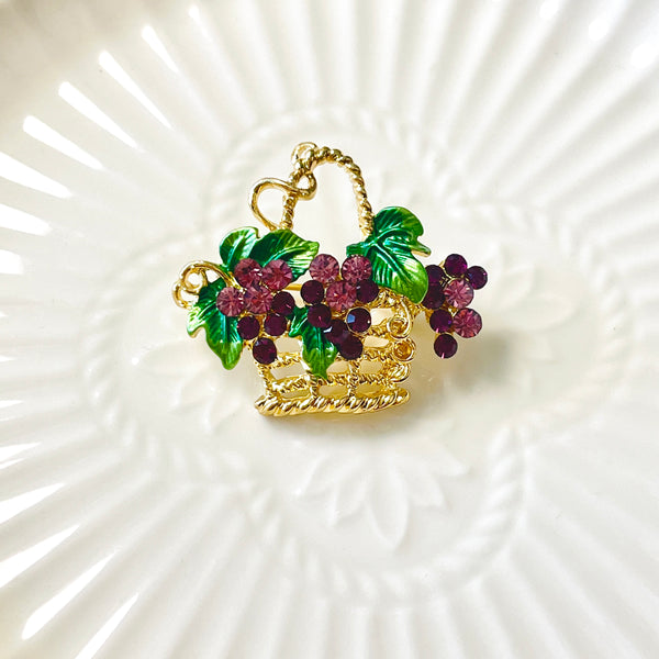 Harvest Grape Basket Brooch