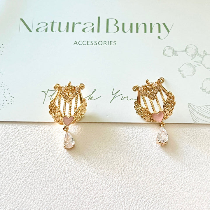 Heart Harp Stud Earrings | Gift For Classical Music Lover – Natural ...