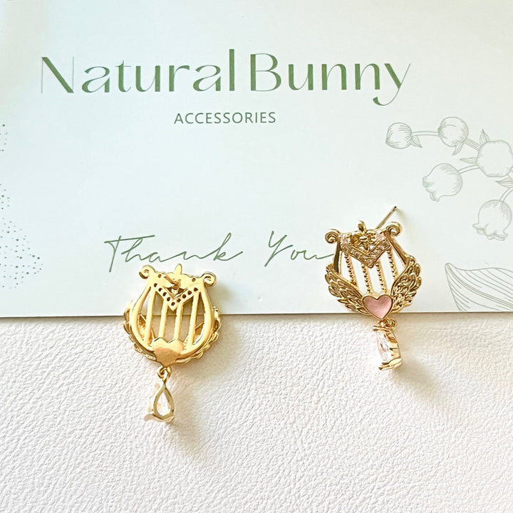 Heart Harp Stud Earrings | Gift For Classical Music Lover – Natural ...