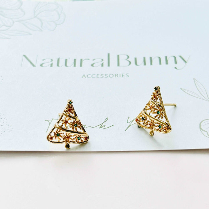 Hollow Christmas Tree Stud Earrings