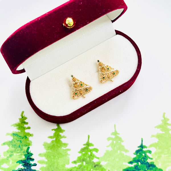 Hollow Christmas Tree Stud Earrings