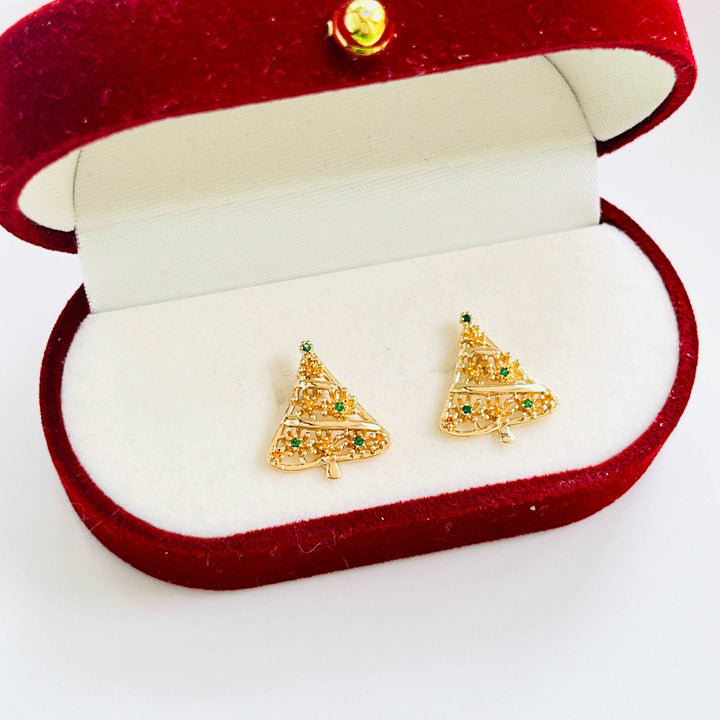 Hollow Christmas Tree Stud Earrings