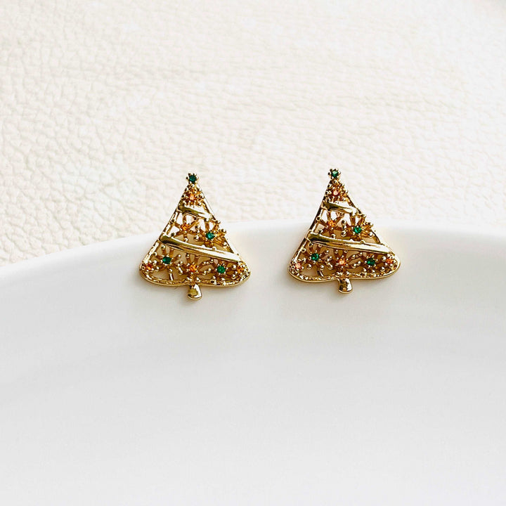 Hollow Christmas Tree Stud Earrings