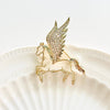 Hollow Golden Pegasus Flying Horse Brooch - Natural Bunny Accessories