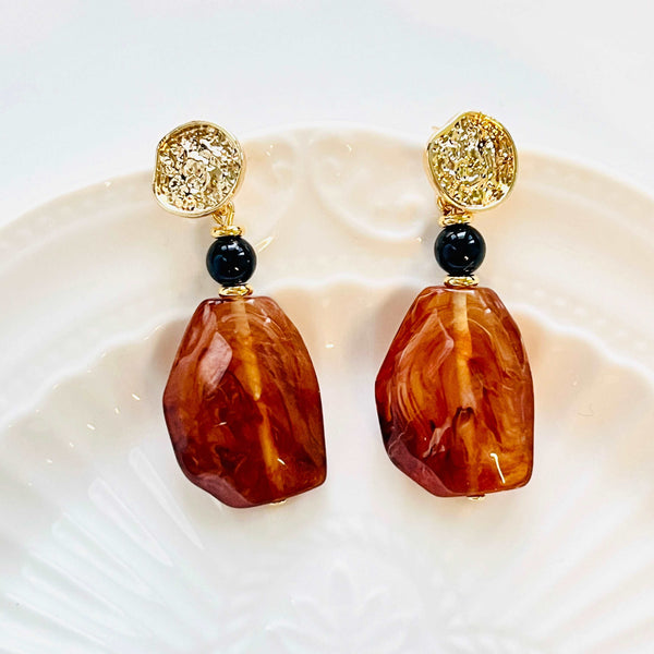 Irregular Amber Drop Earrings