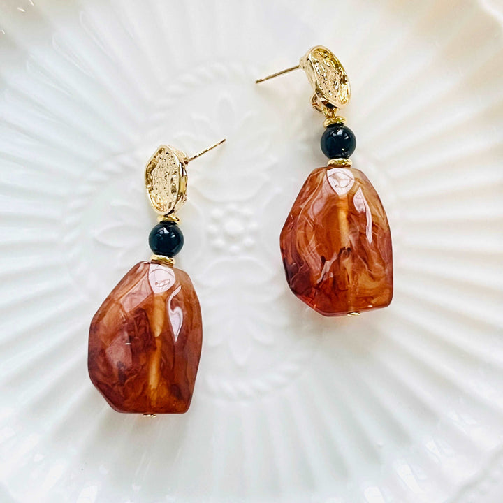 Irregular Amber Drop Earrings