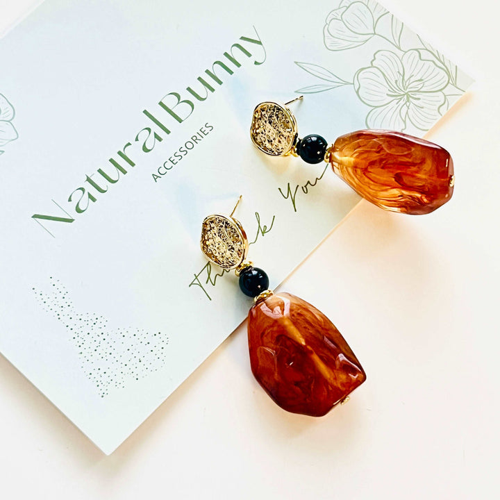 Irregular Amber Drop Earrings