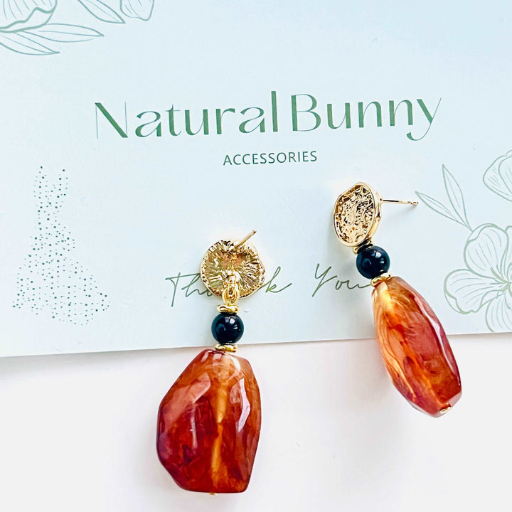 Irregular Amber Drop Earrings