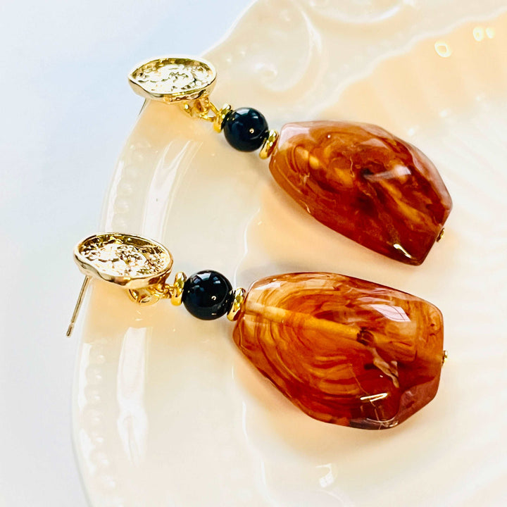 Irregular Amber Drop Earrings
