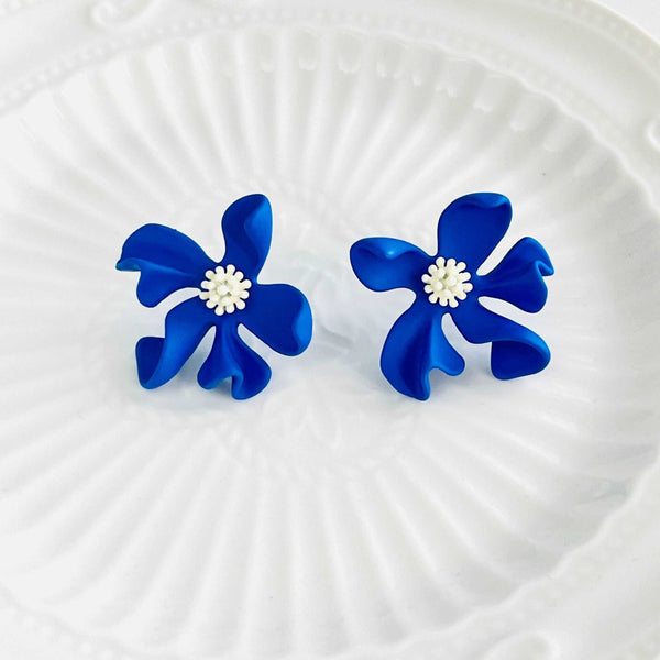 Klein Blue Flower Stud Earrings - Natural Bunny Accessories