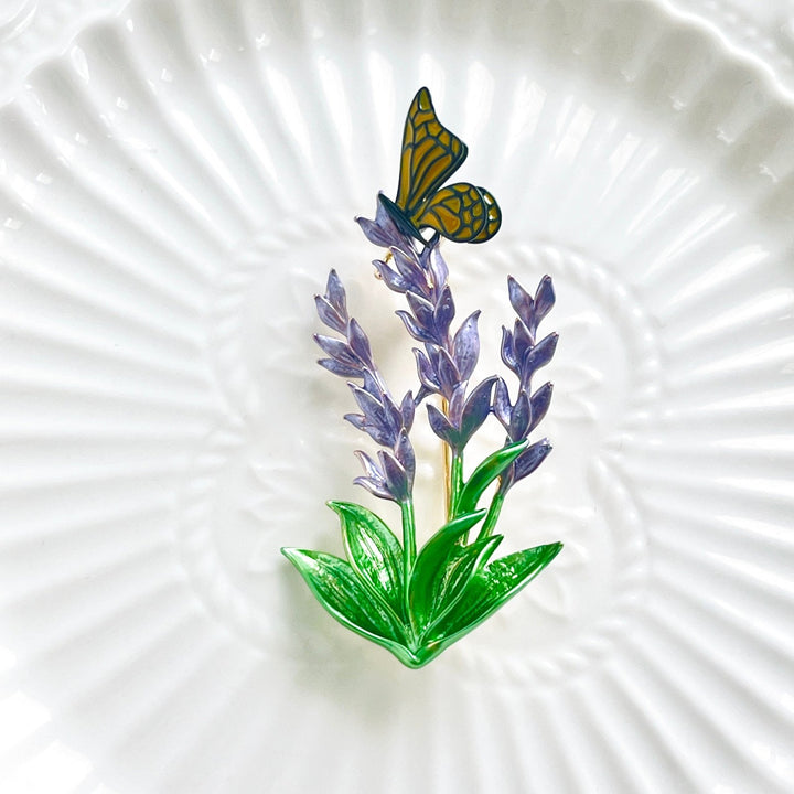 Lavender With Butterfly Brooch - Natural Bunny Accessories