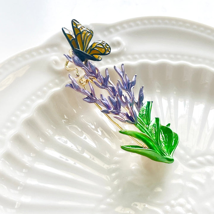 Lavender With Butterfly Brooch - Natural Bunny Accessories