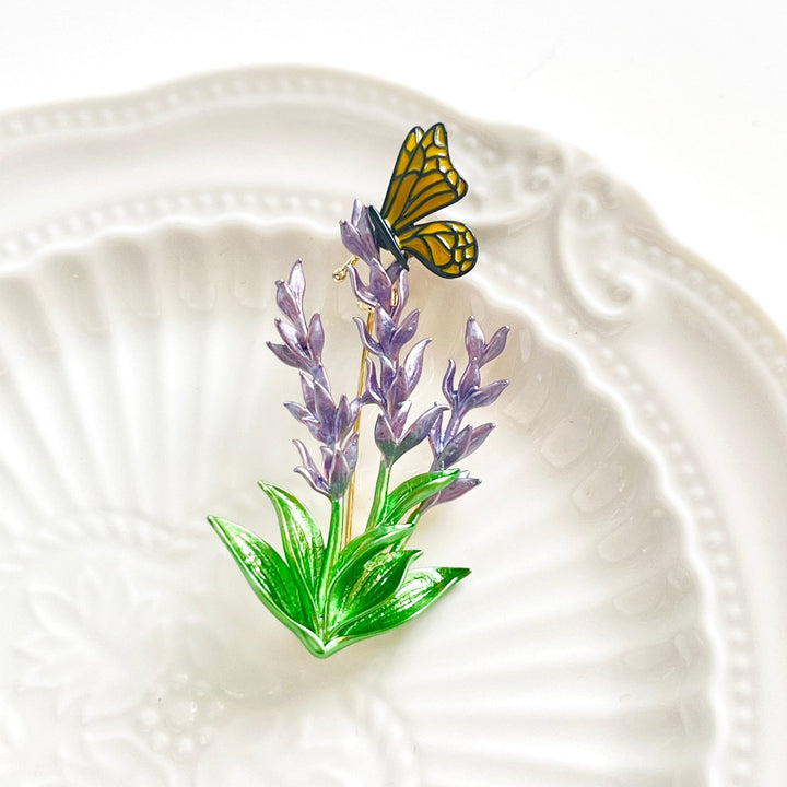 Lavender With Butterfly Brooch - Natural Bunny Accessories