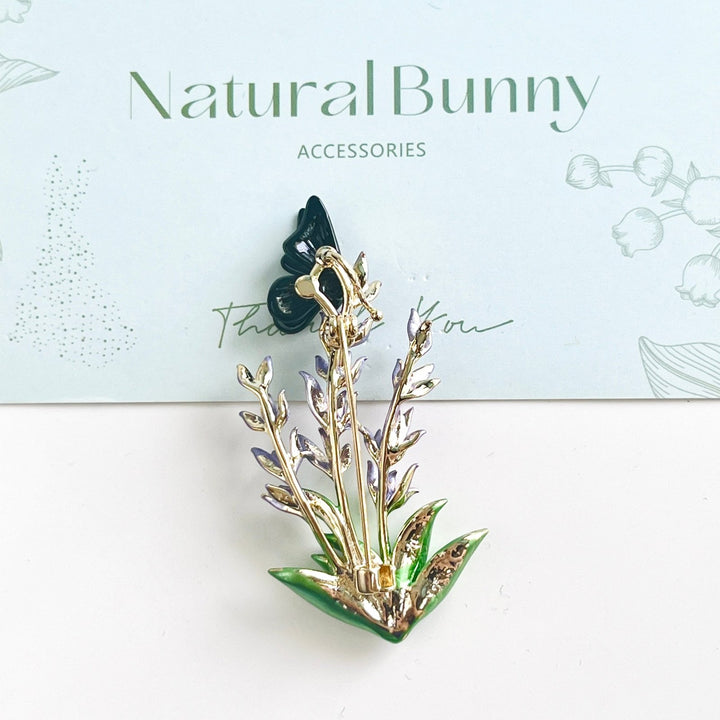 Lavender With Butterfly Brooch - Natural Bunny Accessories
