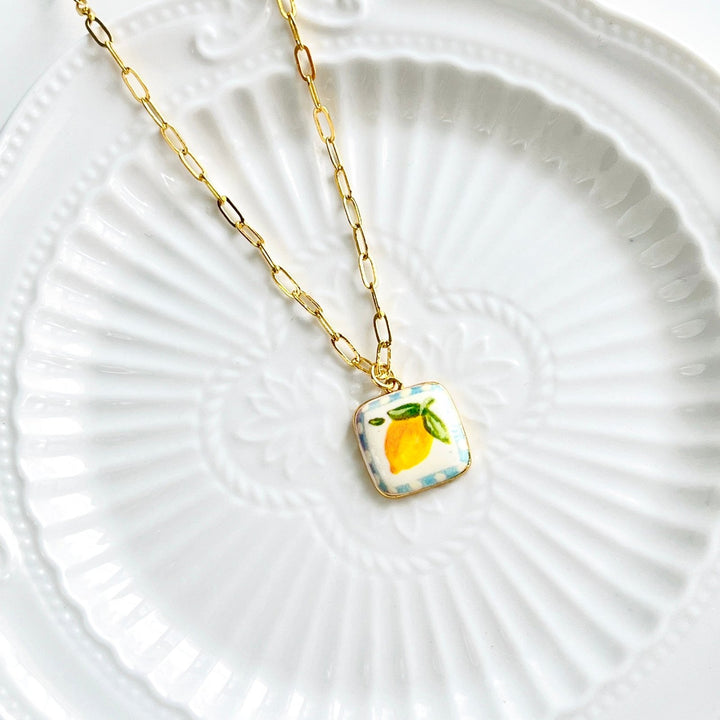 Lemon Ceramic Charm Necklace - Natural Bunny Accessories