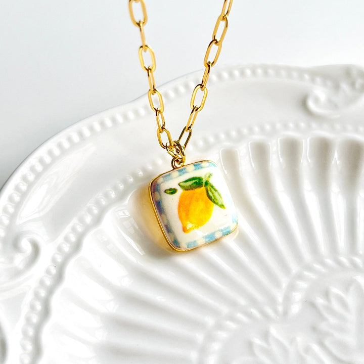 Lemon Ceramic Charm Necklace - Natural Bunny Accessories