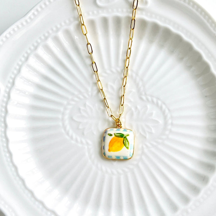 Lemon Ceramic Charm Necklace - Natural Bunny Accessories