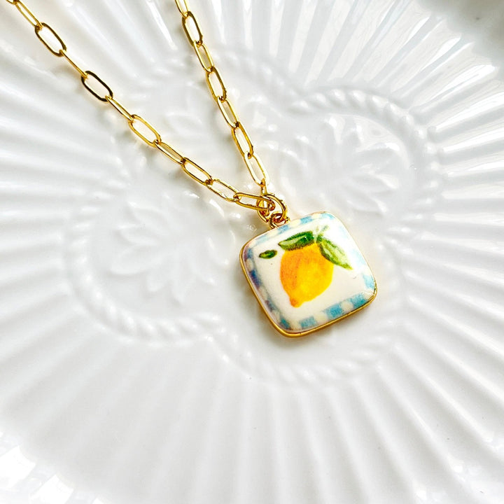 Lemon Ceramic Charm Necklace - Natural Bunny Accessories