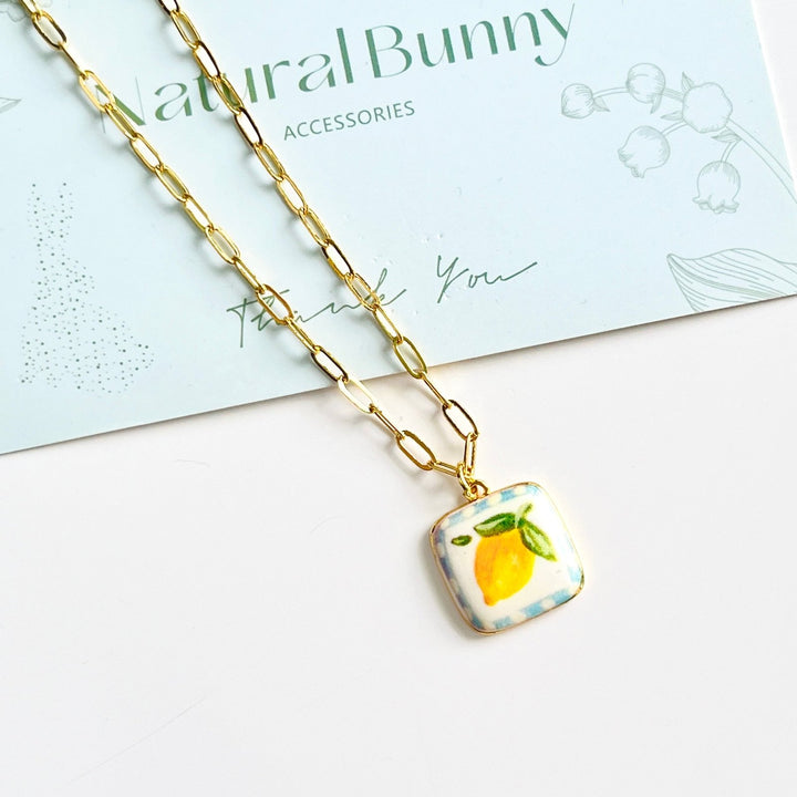 Lemon Ceramic Charm Necklace - Natural Bunny Accessories