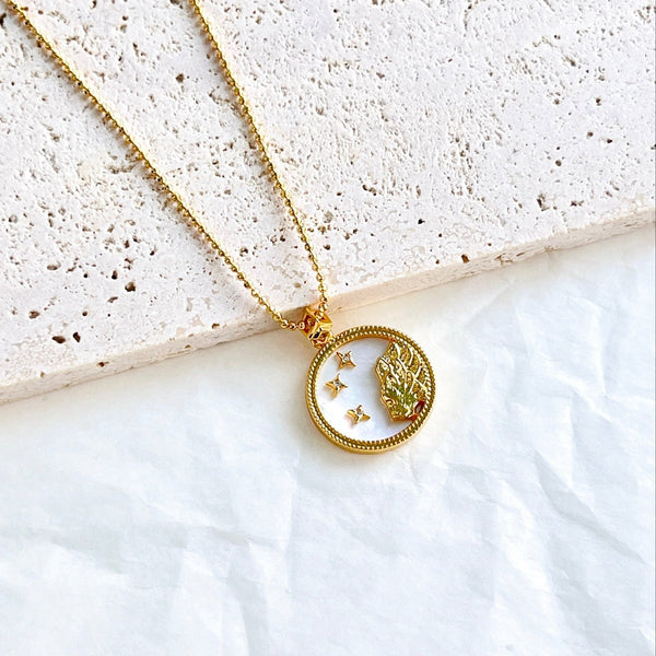 Leo Zodiac Mother Of Pearl Pendant Necklace - Natural Bunny Accessories