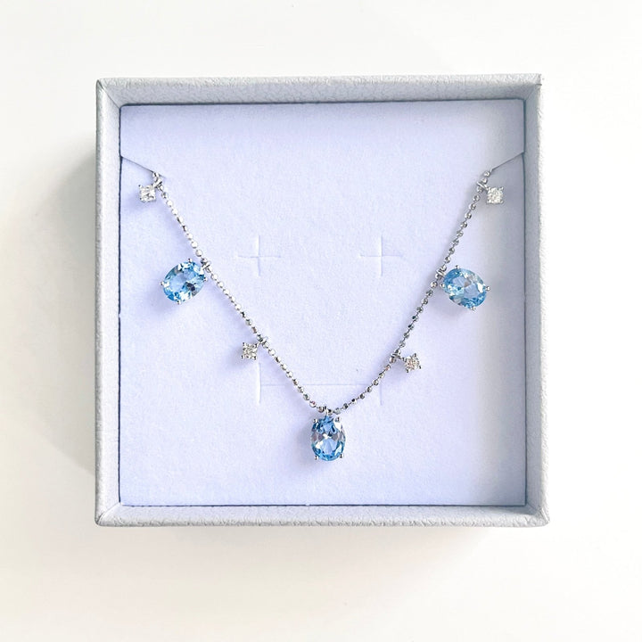 Luxurious Sterling Silver Blue Aquamarine Necklace - Natural Bunny Accessories