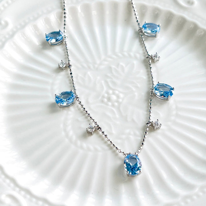 Luxurious Sterling Silver Blue Aquamarine Necklace - Natural Bunny Accessories
