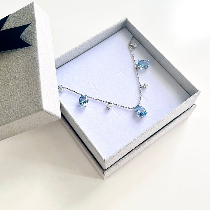 Luxurious Sterling Silver Blue Aquamarine Necklace - Natural Bunny Accessories