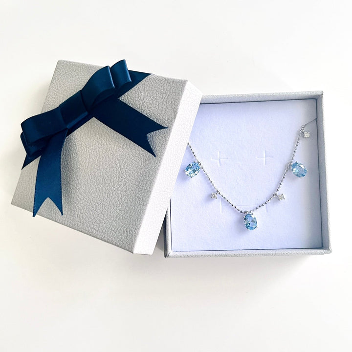 Luxurious Sterling Silver Blue Aquamarine Necklace - Natural Bunny Accessories
