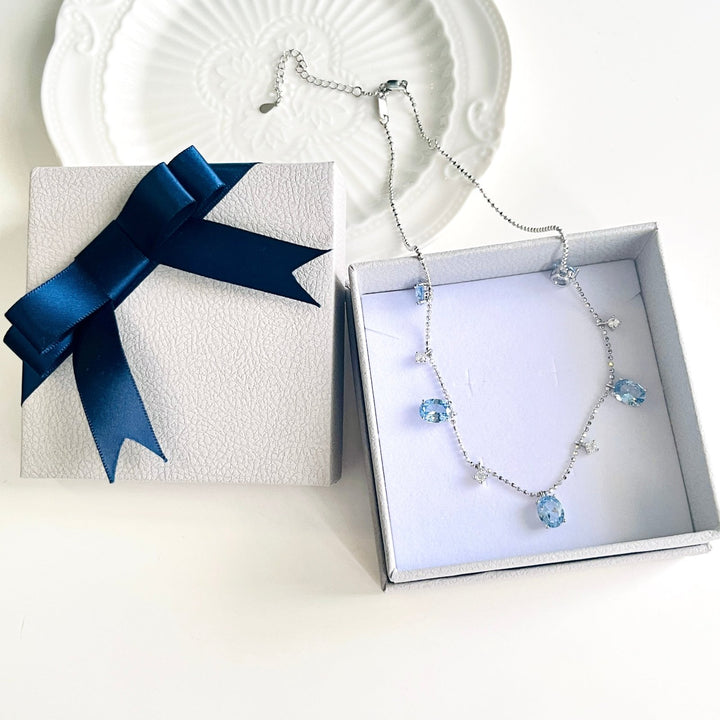 Luxurious Sterling Silver Blue Aquamarine Necklace - Natural Bunny Accessories