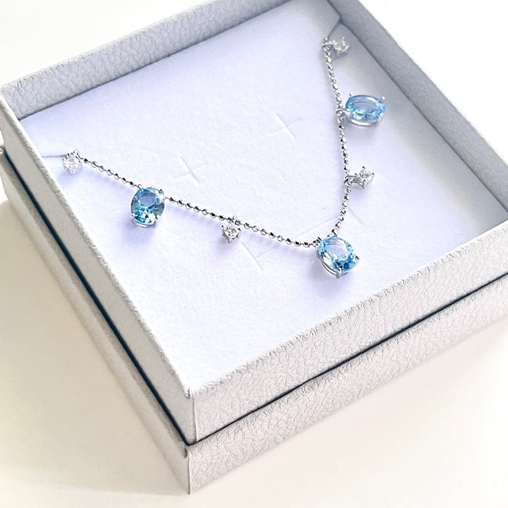 Luxurious Sterling Silver Blue Aquamarine Necklace - Natural Bunny Accessories