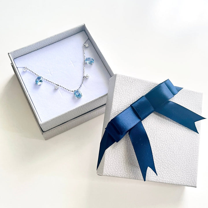 Luxurious Sterling Silver Blue Aquamarine Necklace - Natural Bunny Accessories