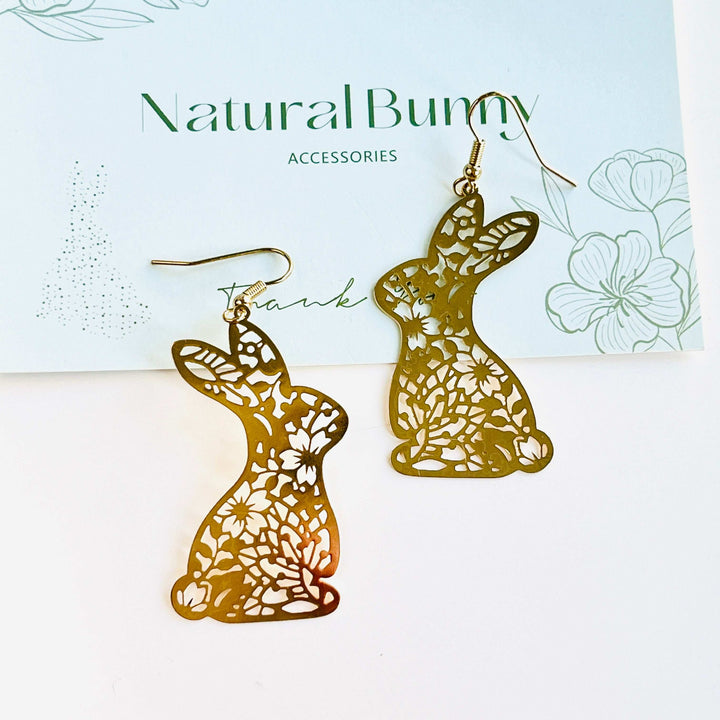 Metal Papercutting Rabbit Dangle Earrings