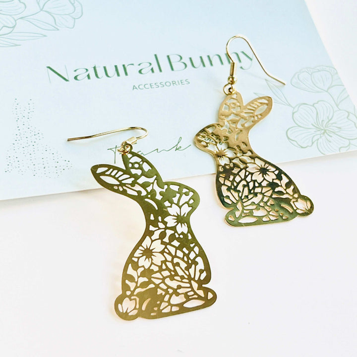 Metal Papercutting Rabbit Dangle Earrings