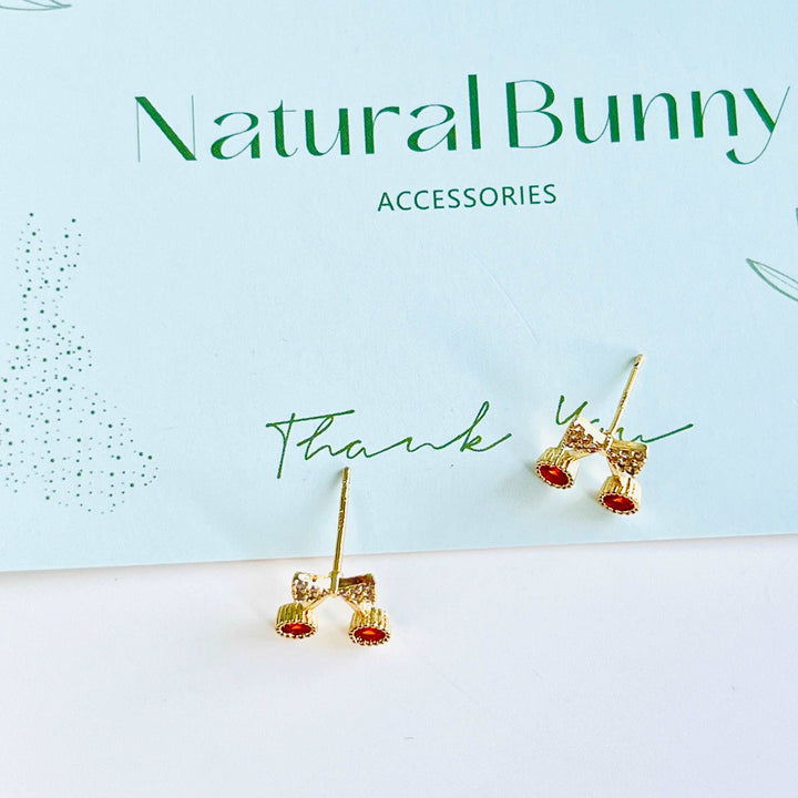 Mini Cherry And Bow Stud Earrings